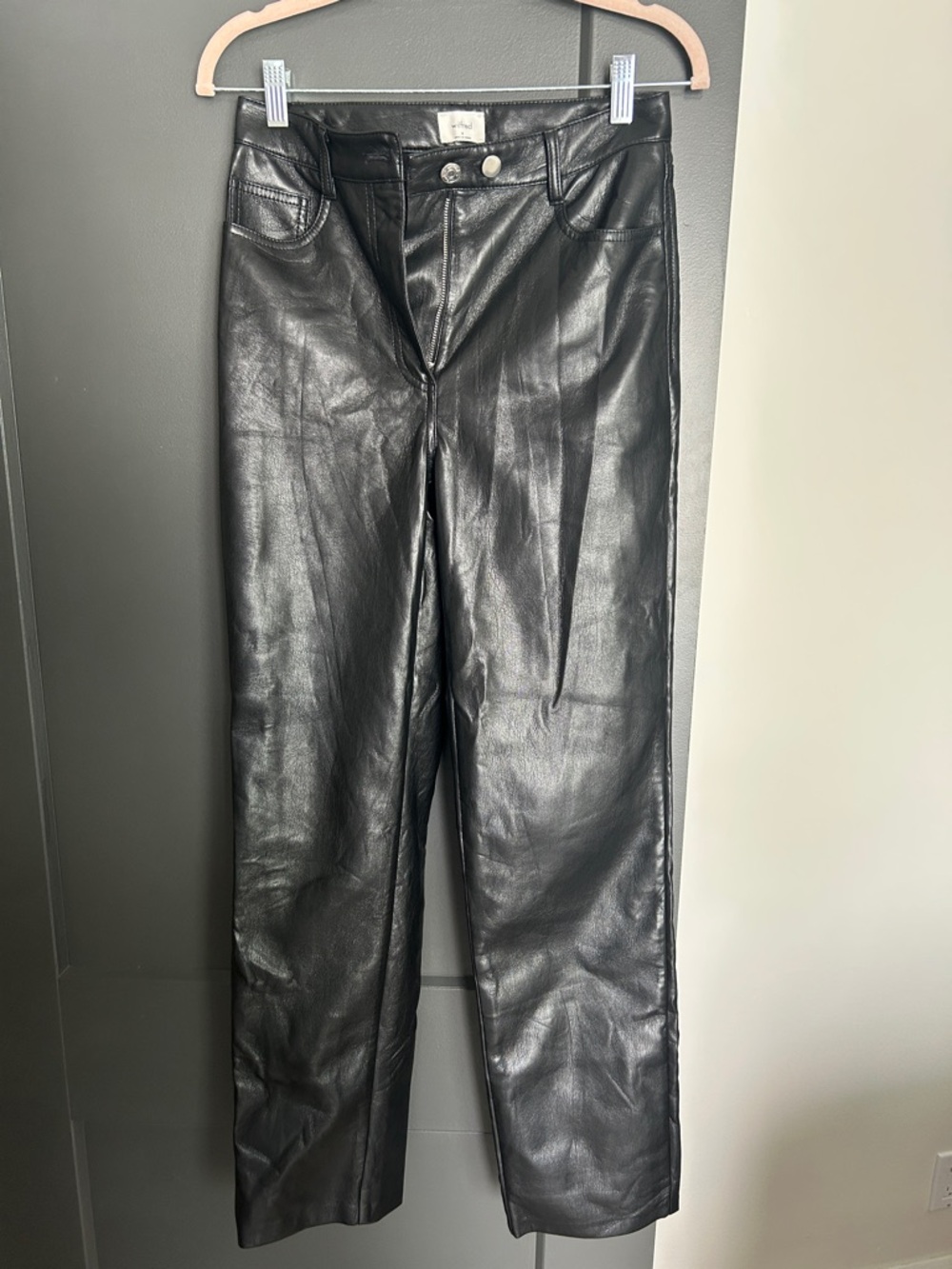 Aritzia Melina Black Faux Leather Pants Size 4 Straight Leg Style‎ 81518 Minimal